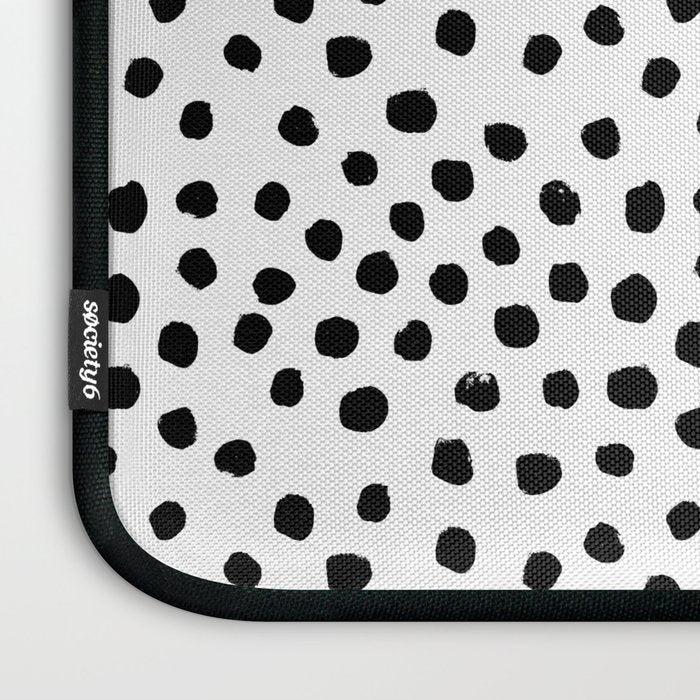 Preppy black and white dots minimal abstract brushstrokes painting illustration pattern print Laptop Sleeve Gallery Image 3