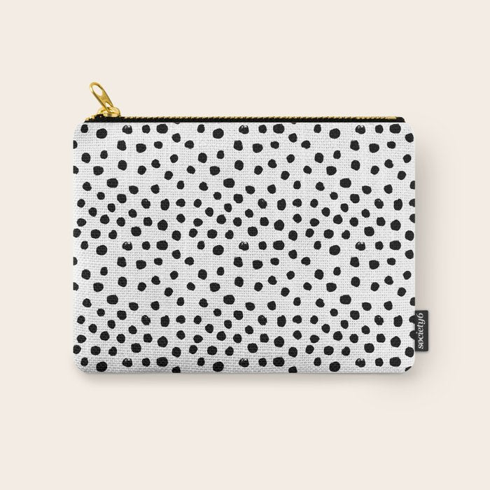Preppy black and white dots minimal abstract brushstrokes painting illustration pattern print Carry All Pouch Gallery Image 1