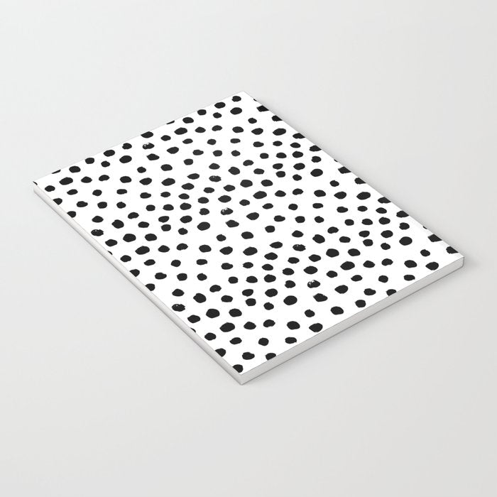 Preppy black and white dots minimal abstract brushstrokes painting illustration pattern print Notebook Gallery Image 3