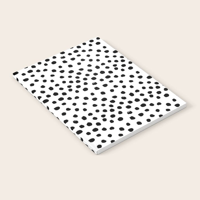 Preppy black and white dots minimal abstract brushstrokes painting illustration pattern print Notebook Gallery Image 2