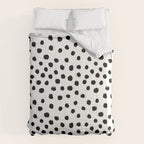 Preppy black and white dots minimal abstract brushstrokes painting illustration pattern print Comforter Gallery Image 6
