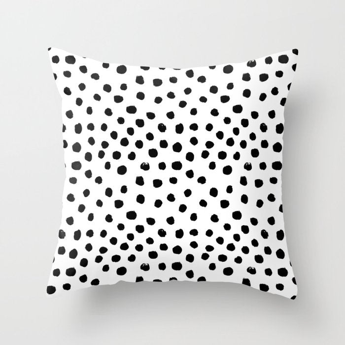Preppy black and white dots minimal abstract brushstrokes painting illustration pattern print Throw Pillow Gallery Image 6
