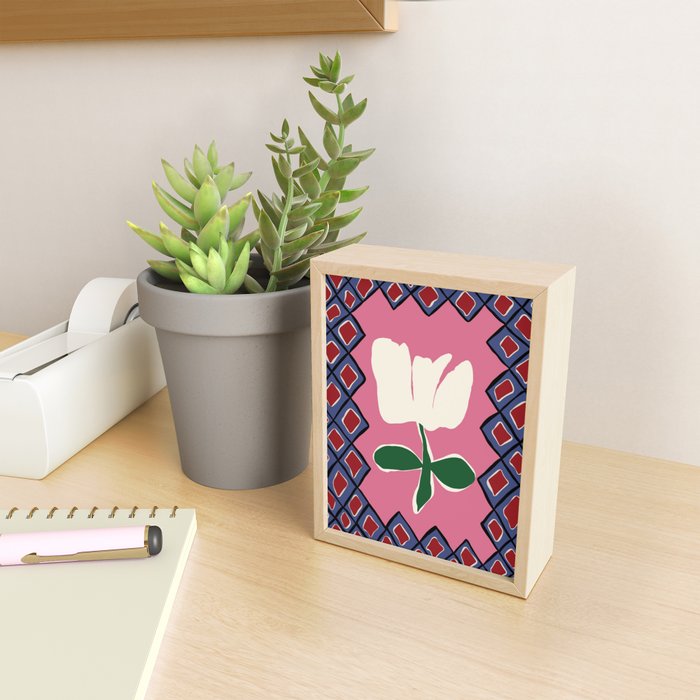 Petal plaid playtime I Mini Art Print Gallery Image 2