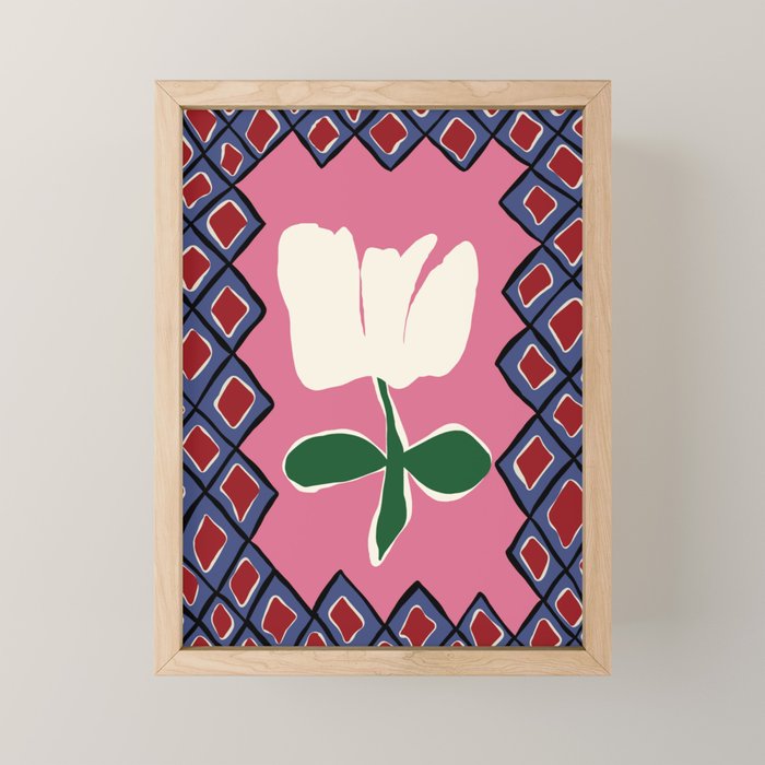 Petal plaid playtime I Mini Art Print Gallery Image 1
