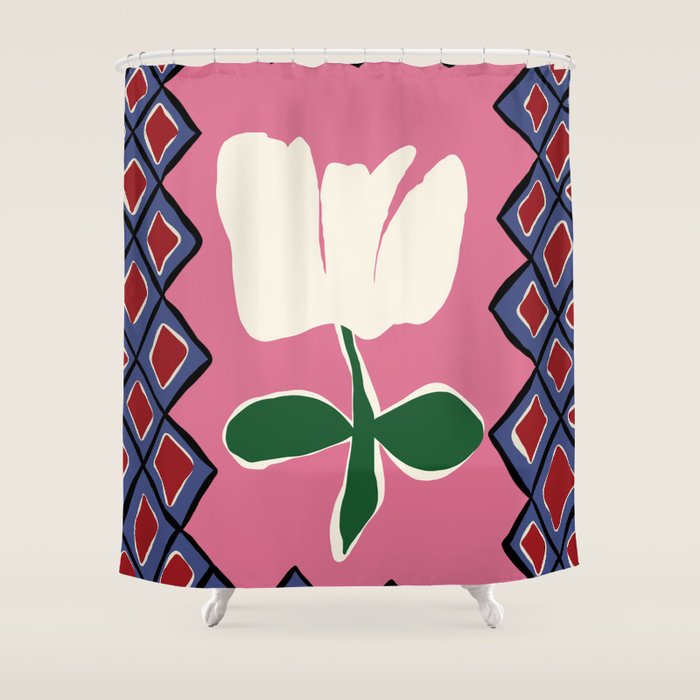 Petal plaid playtime I Shower Curtain Gallery Image 1