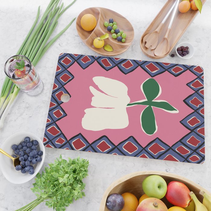 Petal plaid playtime I Cutting Board Gallery Image 2