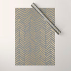 Herringbone, Boho, Mudcloth Pattern, Grey and Gold Wrapping Paper Gallery Image 1