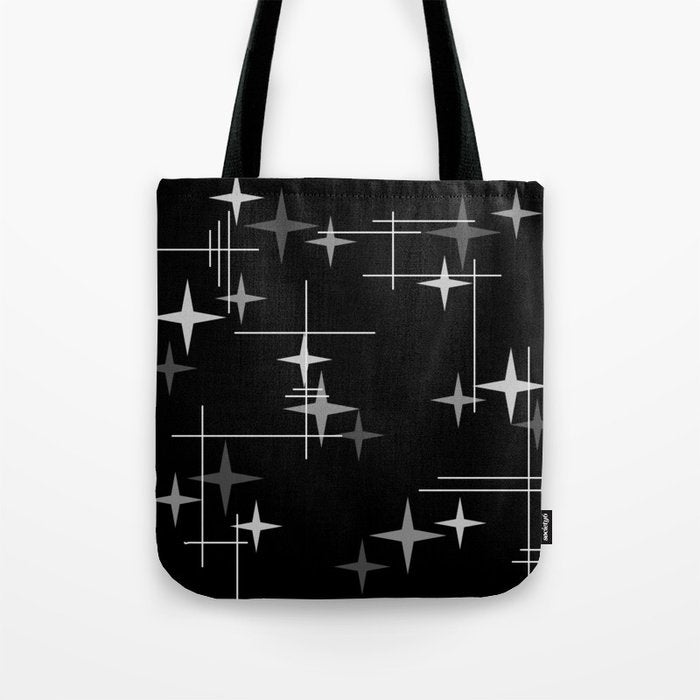 Mid Century Modern Stars (Black) Tote Bag Gallery Image 1