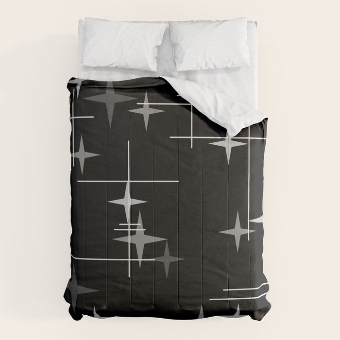 Mid Century Modern Stars (Black) Comforter Gallery Image 6