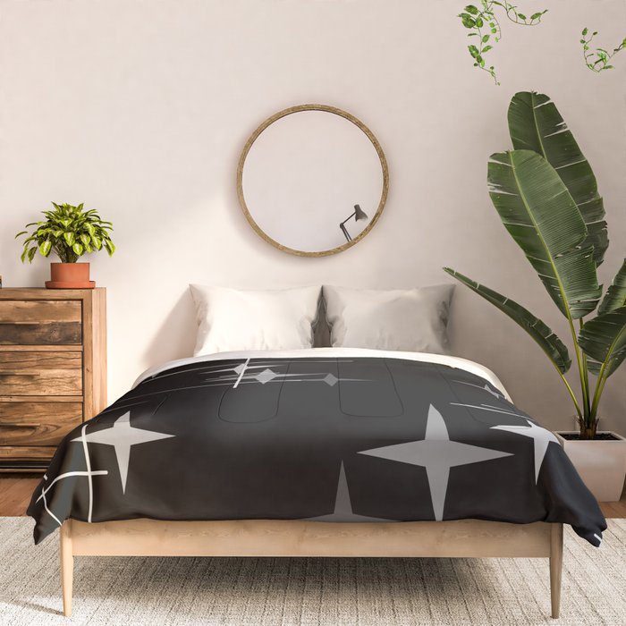 Mid Century Modern Stars (Black) Comforter Gallery Image 3