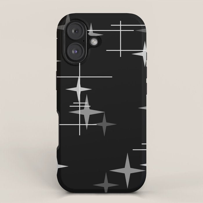 Mid Century Modern Stars (Black) iPhone Case Gallery Image 1