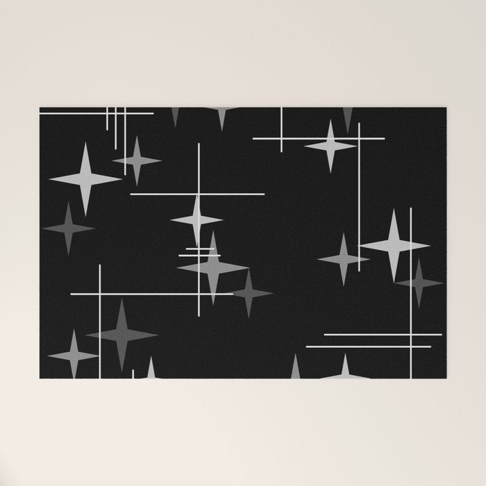Mid Century Modern Stars (Black) Welcome Mat Gallery Image 1