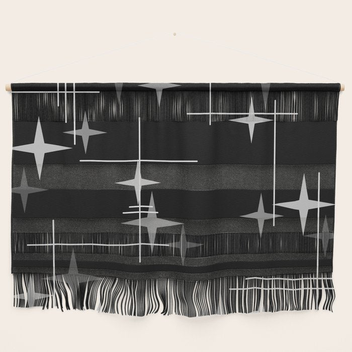 Mid Century Modern Stars (Black) Wall Hanging Gallery Image 1