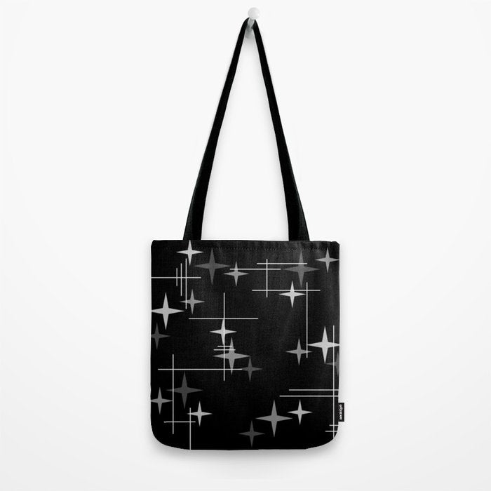 Mid Century Modern Stars (Black) Tote Bag Gallery Image 2