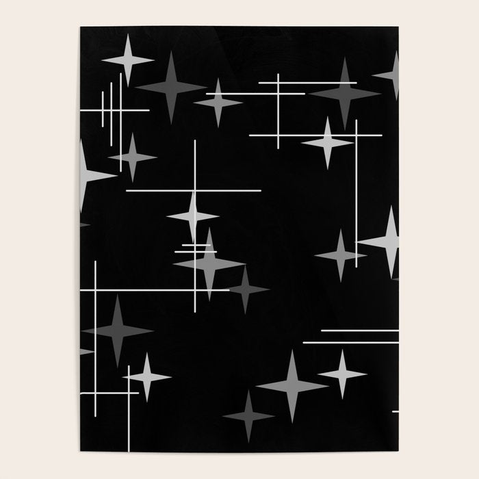 Mid Century Modern Stars (Black) Poster Gallery Image 4