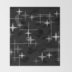 Mid Century Modern Stars (Black) Throw Blanket Gallery Image 2