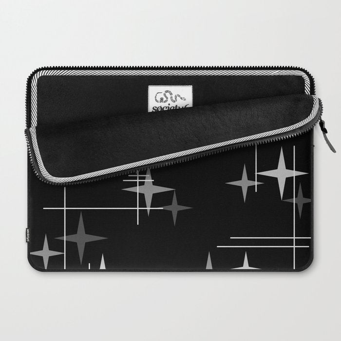 Mid Century Modern Stars (Black) Laptop Sleeve Gallery Image 2