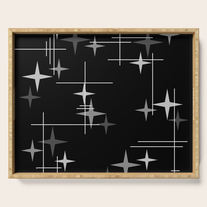 Mid Century Modern Stars (Black) Serving Tray Gallery Image 1
