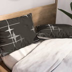 Mid Century Modern Stars (Black) Pillow Sham Gallery Image 2