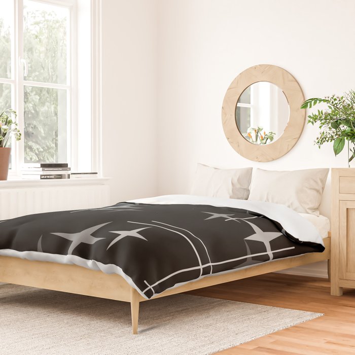 Mid Century Modern Stars (Black) Duvet Cover Gallery Image 2