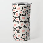 Poppy Dot - Retro Floral Black Pink Travel Mug Gallery Image 1