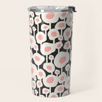 Poppy Dot - Retro Floral Black Pink Travel Mug Gallery Image 2