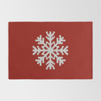 Classic Red Christmas white snowflake knit Rug Gallery Image 2