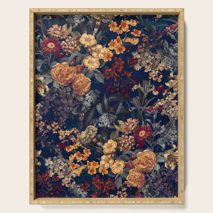 Blooming Oasis IV - Night Serving Tray Gallery Image 1