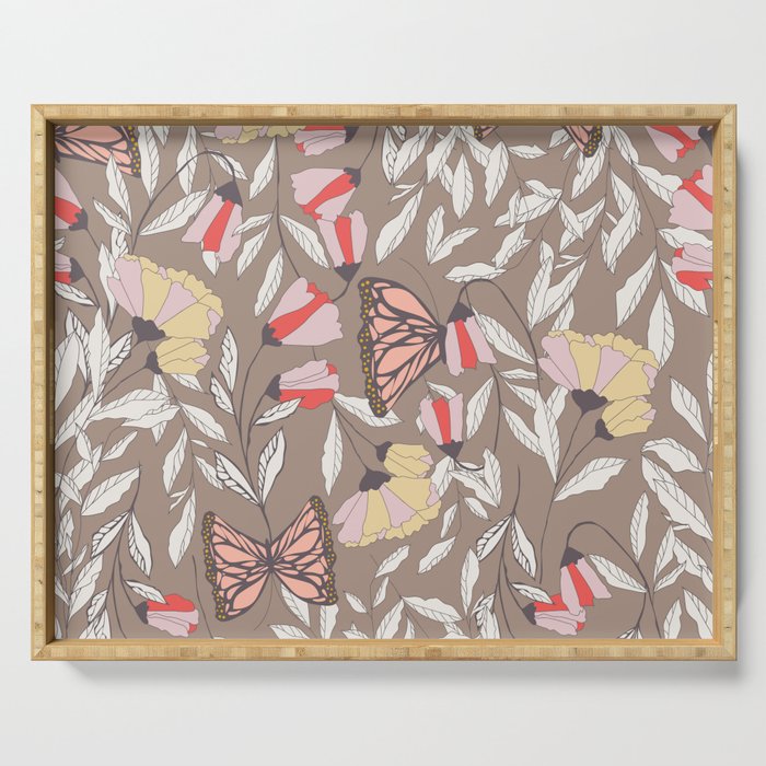 Monarch garden 002 Serving Tray Gallery Image 1