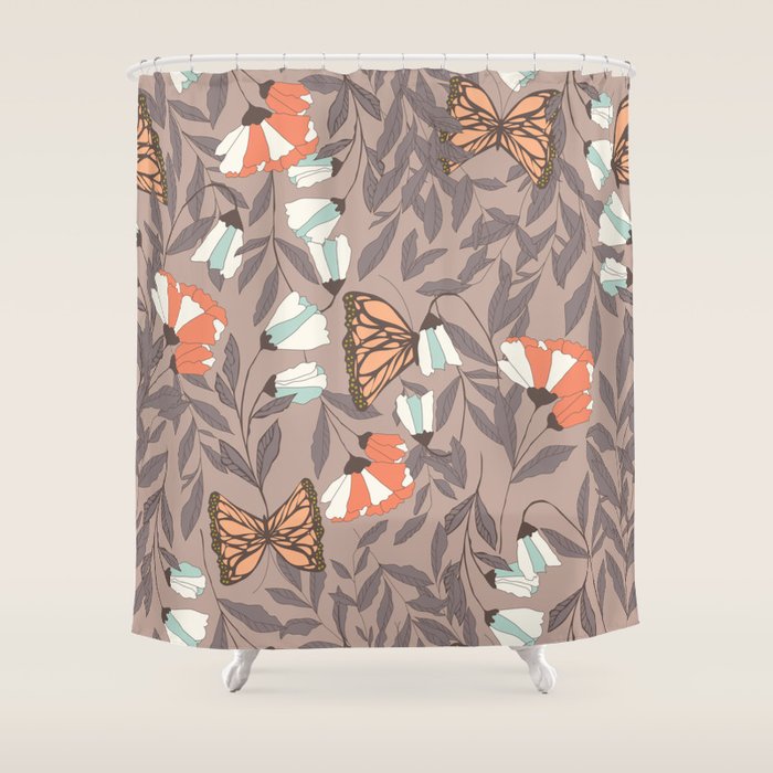 Monarch garden 004 Shower Curtain Gallery Image 1
