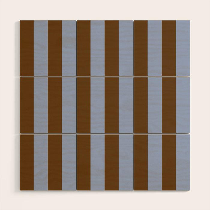 Duo I - Blue and Brown Stripes Wood Wall Art Gallery Image 1