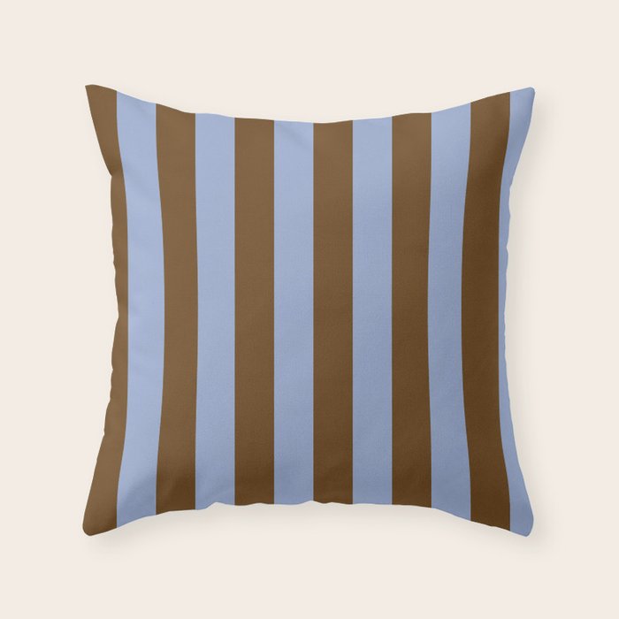 Duo I - Blue and Brown Stripes Throw Pillow Gallery Image 6