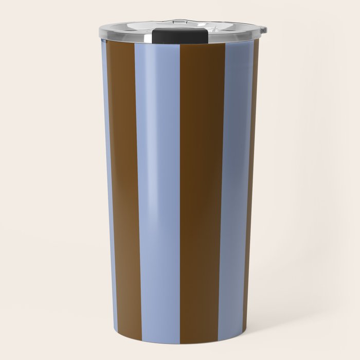 Duo I - Blue and Brown Stripes Travel Mug Gallery Image 1