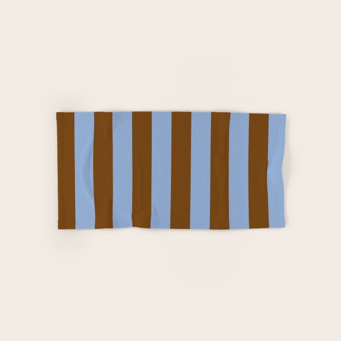 Duo I - Blue and Brown Stripes Bath Towel Gallery Image 1