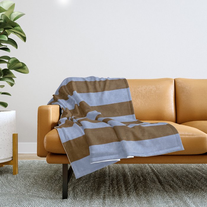 Duo I - Blue and Brown Stripes Throw Blanket Gallery Image 1