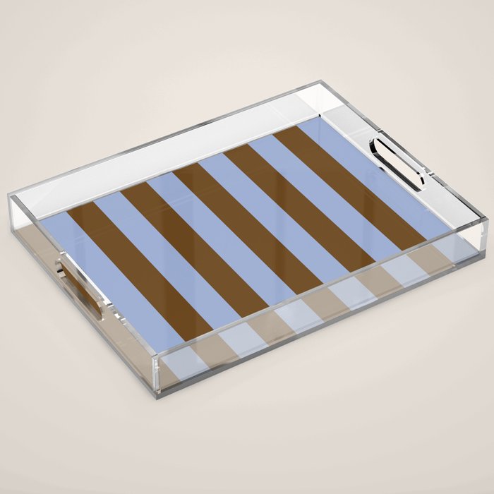 Duo I - Blue and Brown Stripes Acrylic Tray Gallery Image 1