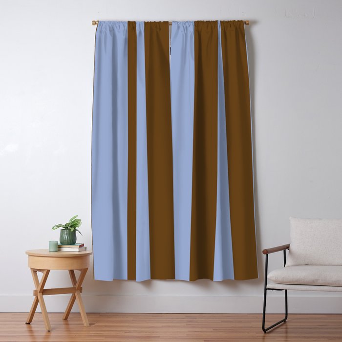 Duo I - Blue and Brown Stripes Window Curtain Gallery Image 5