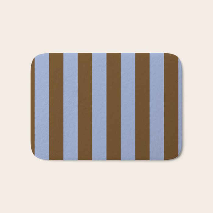 Duo I - Blue and Brown Stripes Bath Mat Gallery Image 1
