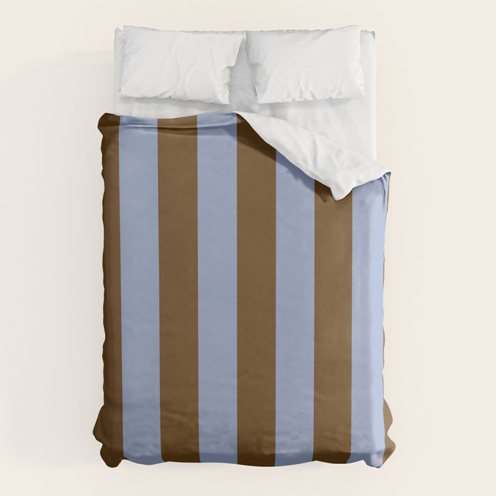 Duo I - Blue and Brown Stripes Duvet Cover Gallery Image 1