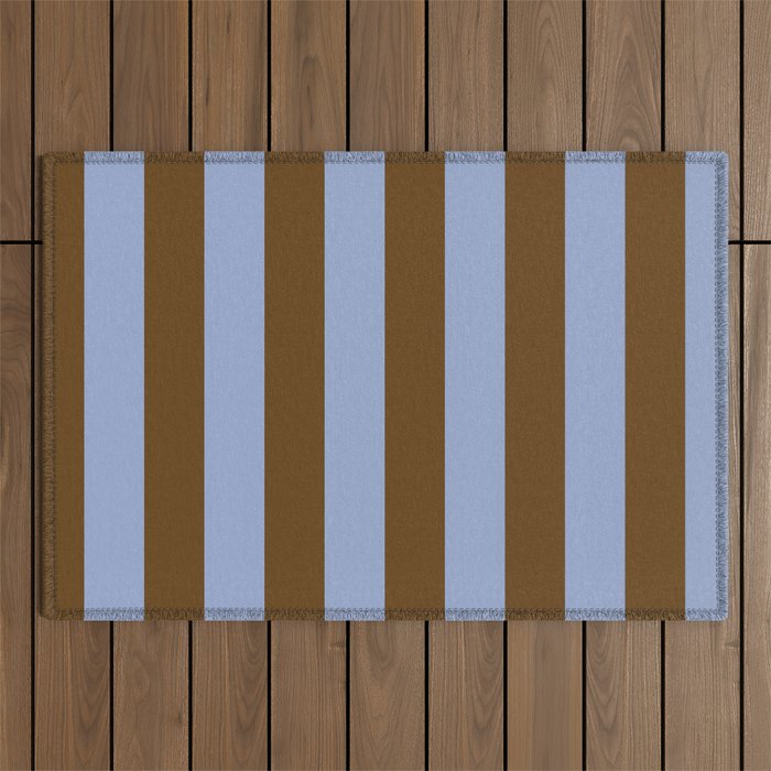 Duo I - Blue and Brown Stripes Outdoor Rug Gallery Image 1