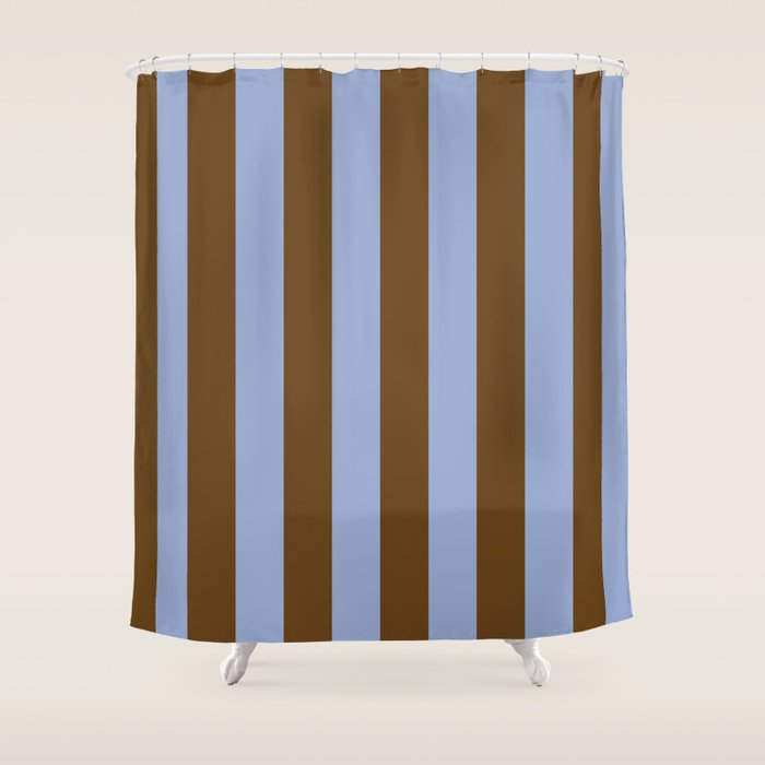 Duo I - Blue and Brown Stripes Shower Curtain Gallery Image 1