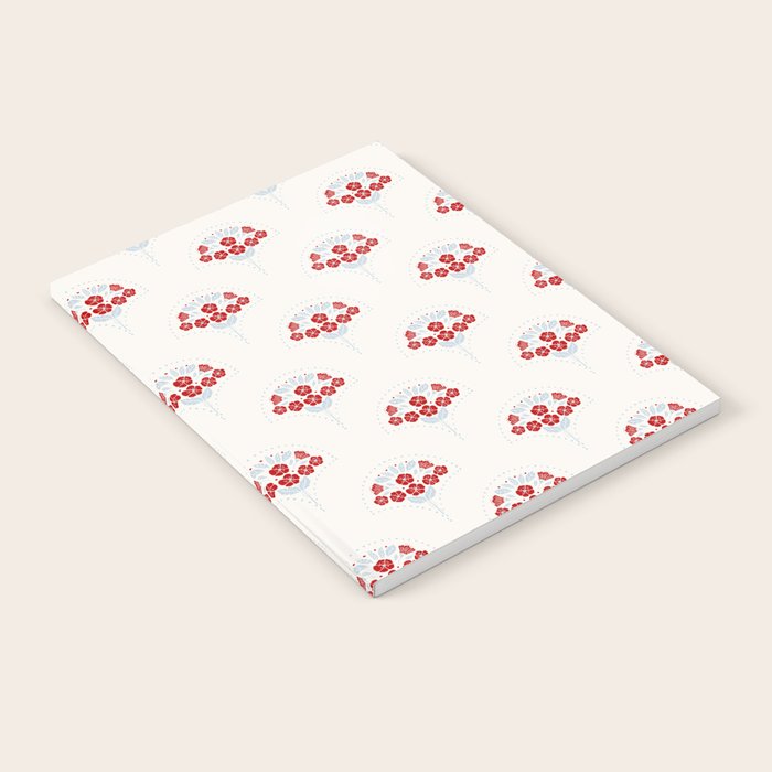 Heritage-Inspired Red and Blue Flowers Notebook Gallery Image 2