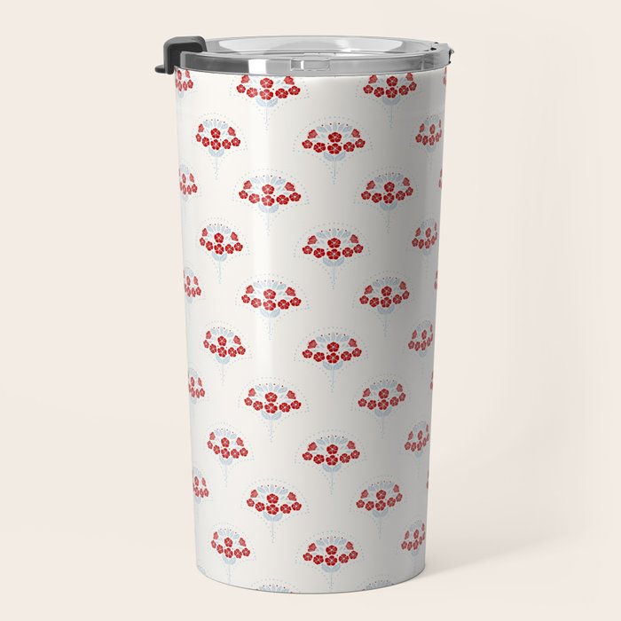 Heritage-Inspired Red and Blue Flowers Travel Mug Gallery Image 3