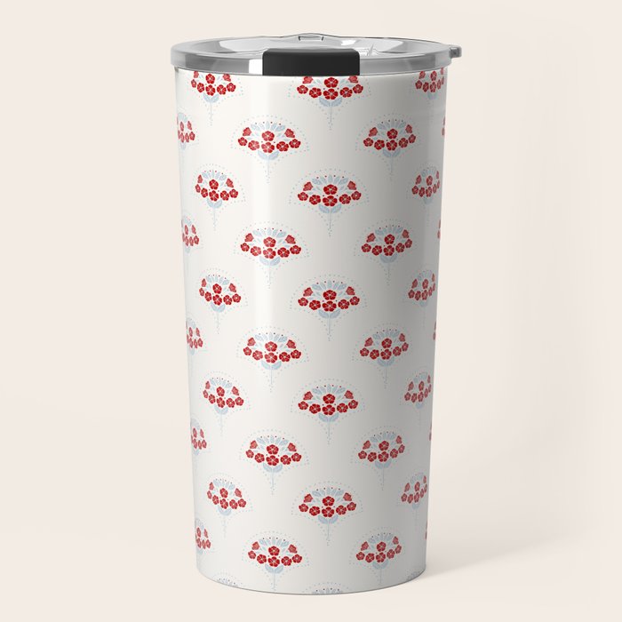 Heritage-Inspired Red and Blue Flowers Travel Mug Gallery Image 1