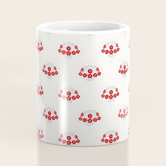 Heritage-Inspired Red and Blue Flowers Coffee Mug Gallery Image 4
