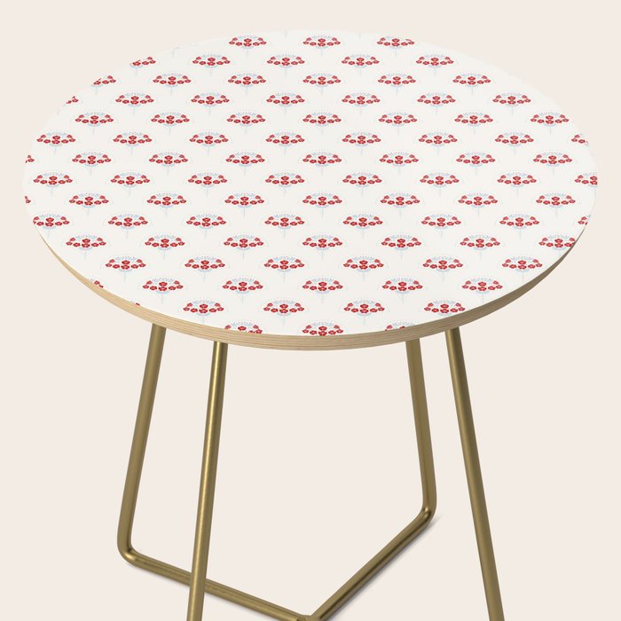 Heritage-Inspired Red and Blue Flowers Side Table Gallery Image 2