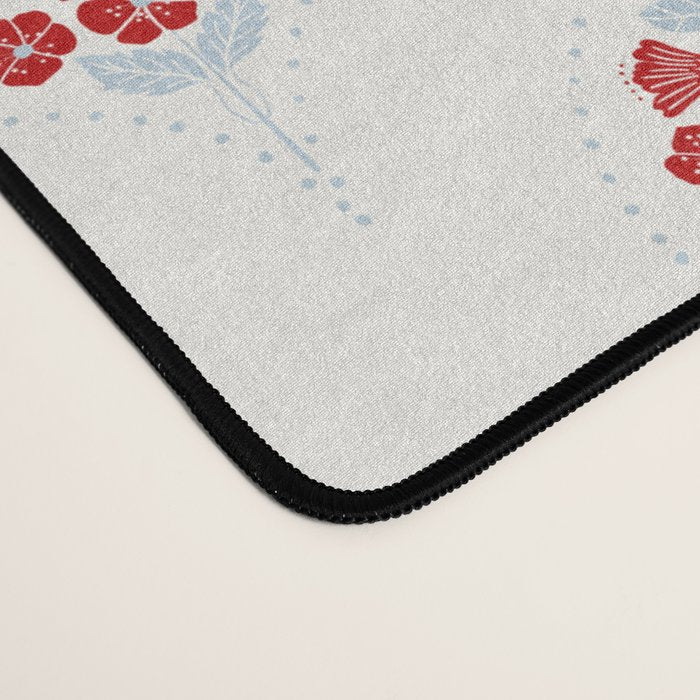 Heritage-Inspired Red and Blue Flowers Desk Mat Gallery Image 4