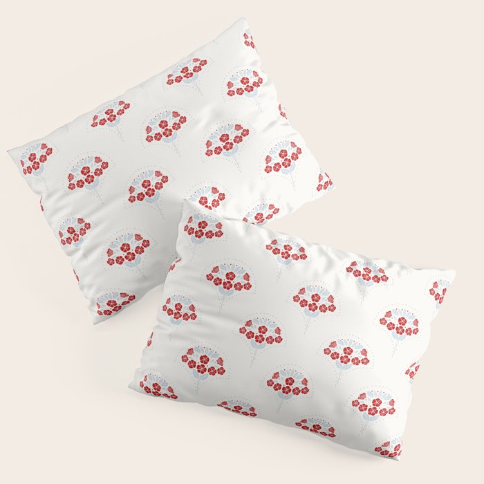 Heritage-Inspired Red and Blue Flowers Pillow Sham Gallery Image 3