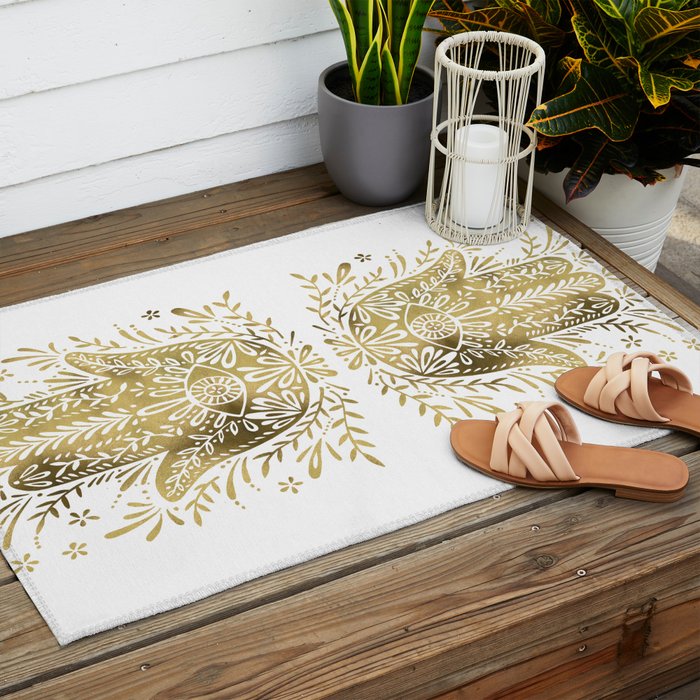 Hamsa Hand - Gold Palette Outdoor Rug Gallery Image 2