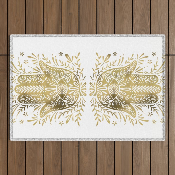 Hamsa Hand - Gold Palette Outdoor Rug Gallery Image 1